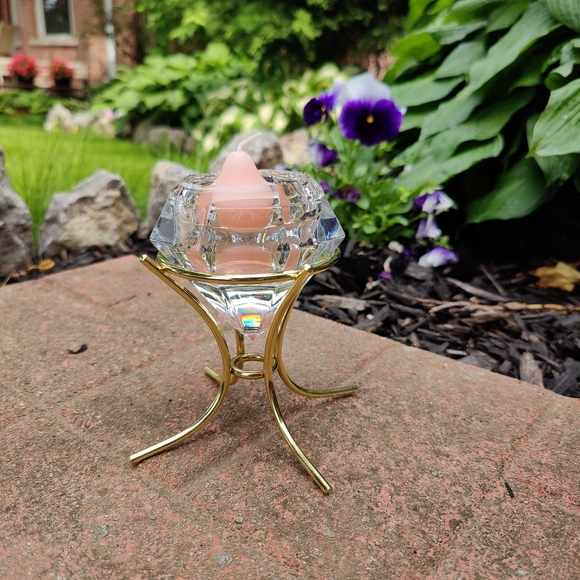 Partylite 24% lead crystal votive candle holder with base - Picture 1 of 2